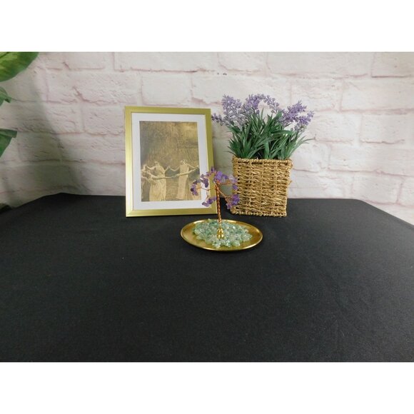 Crystal Gem Tree of Life Incense Stick Holder / Burner with Amethyst & Green Ave - Picture 2 of 9
